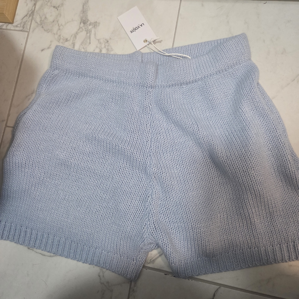 La'Voute Soft Blue High Waist Knit Shorts
